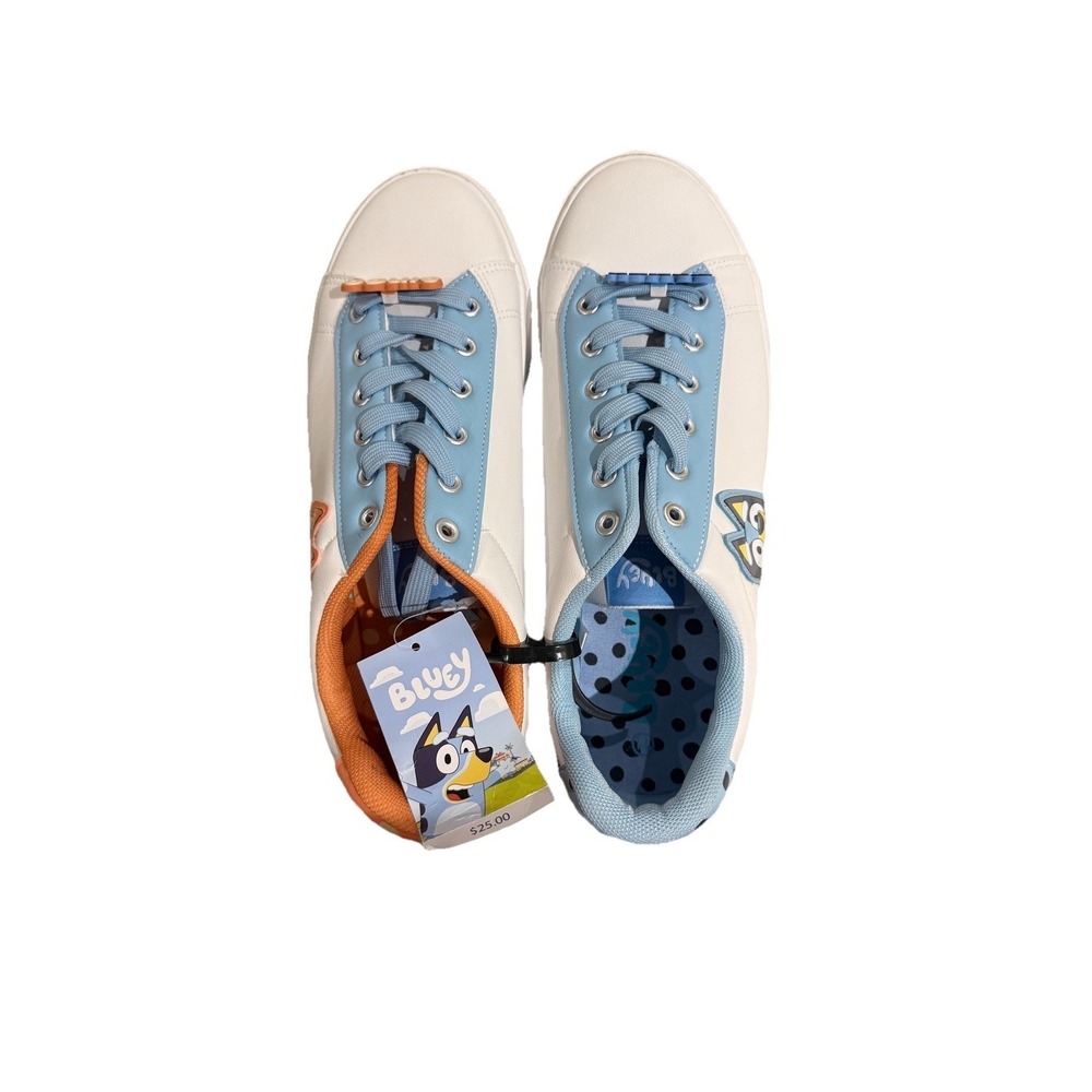 BLUEY & BINGO Women's White & Light Blue Court Sneakers Shoes Size 11 NWT